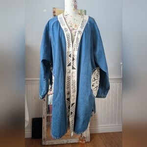 vintage blue Denim Women's Coat/‎ Kimono